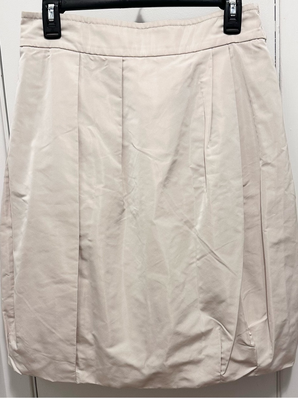 Lida Baday Beige Khaki Silk Puff Bubble Lined Skirt 8 Parachute Knee length
